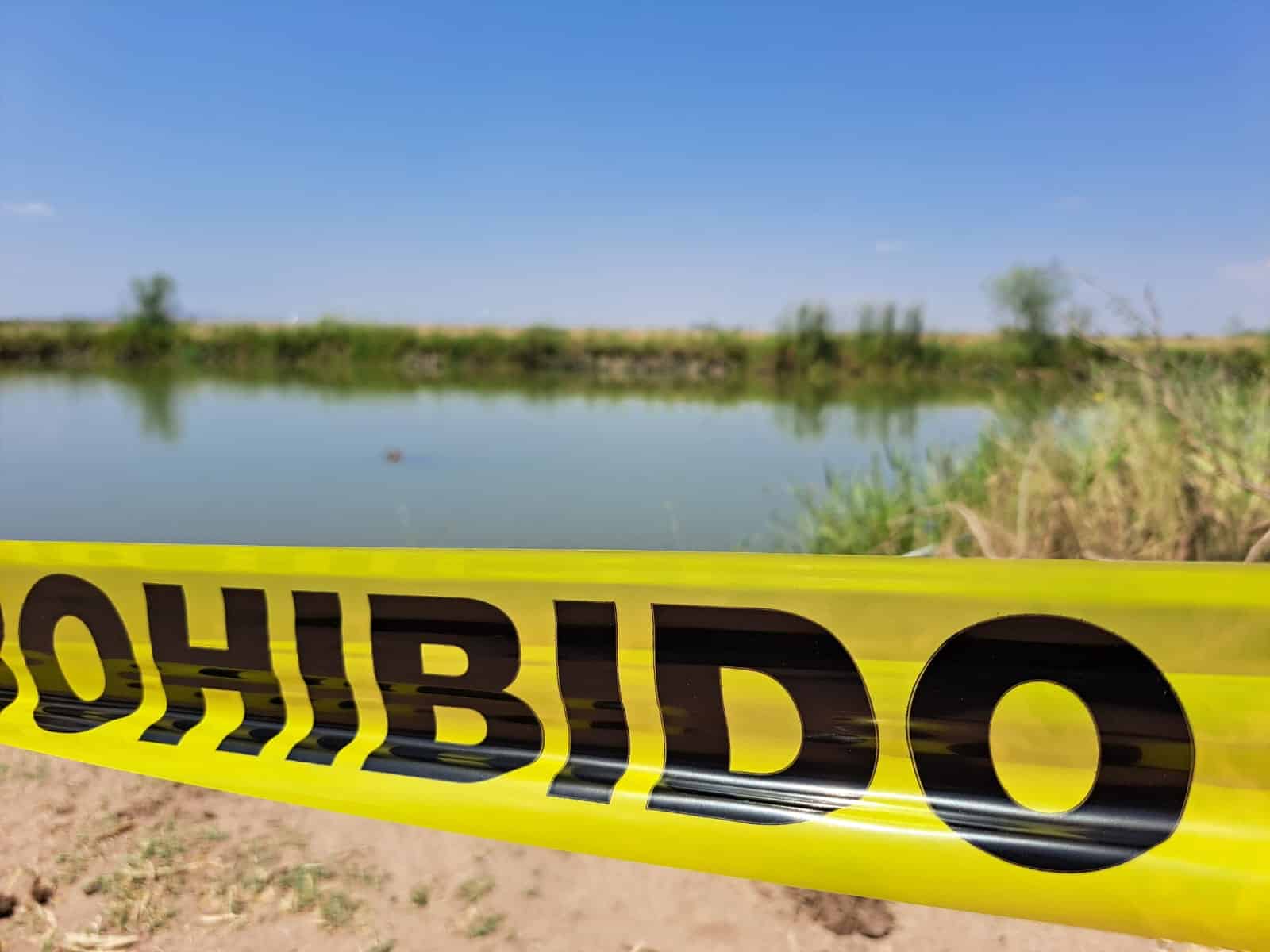 Zona acordonada en el Canal Alto, en Guasave