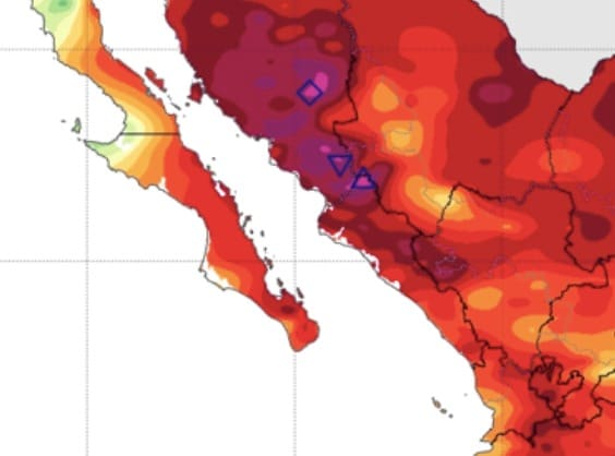 Estas son las zonas de "fuego" marcadas por el SMN. Sinaloa y Sonora están "ardiendo"