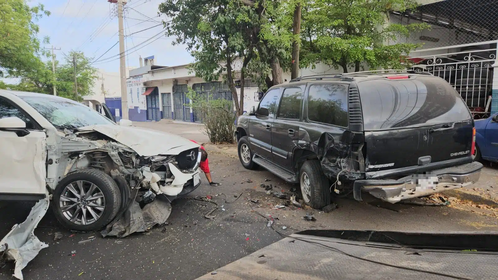 Automóviles tras choque en Culiacán