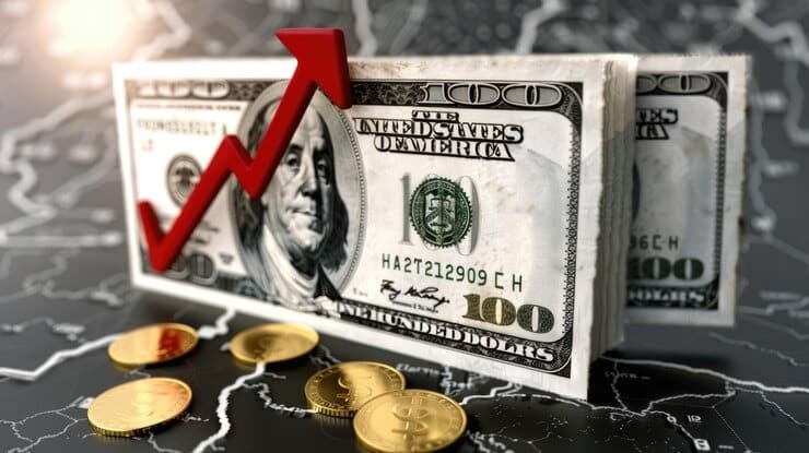 Dólar con flecha roja hacía arriba