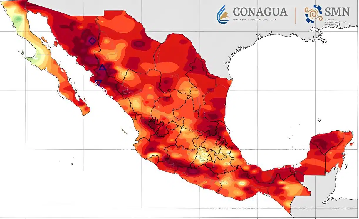 Mapa de México que muestra zonas de mayo temperatura