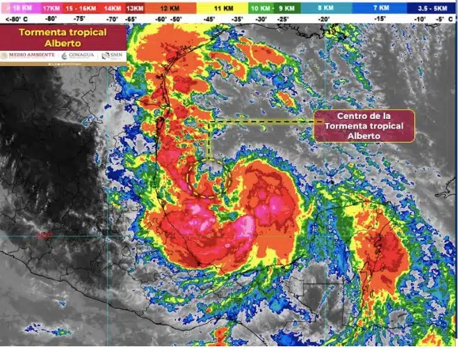 Mapa de seguimiento a la tormenta tropical Alberto