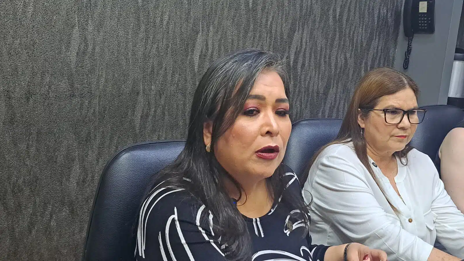 Ana Ayala Leyva, diputada federal de Morena, en conferencia de prensa con los medios de comunicación