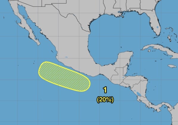 Así marca el NCH la nueva perturbación tropical activa en el océano Pacífico, cerca de la corta