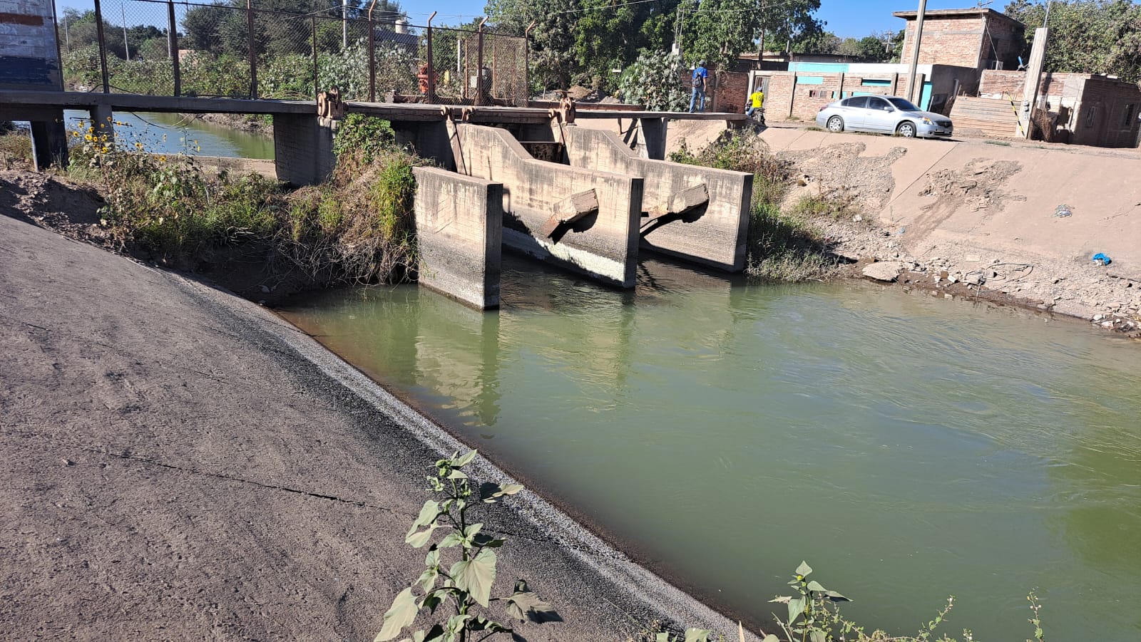 Canal con agua en Guasave