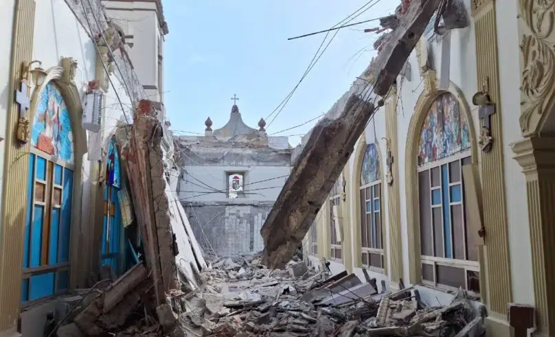 Se desploma techo de una iglesia de 300 años en Cerralvo, Nuevo León