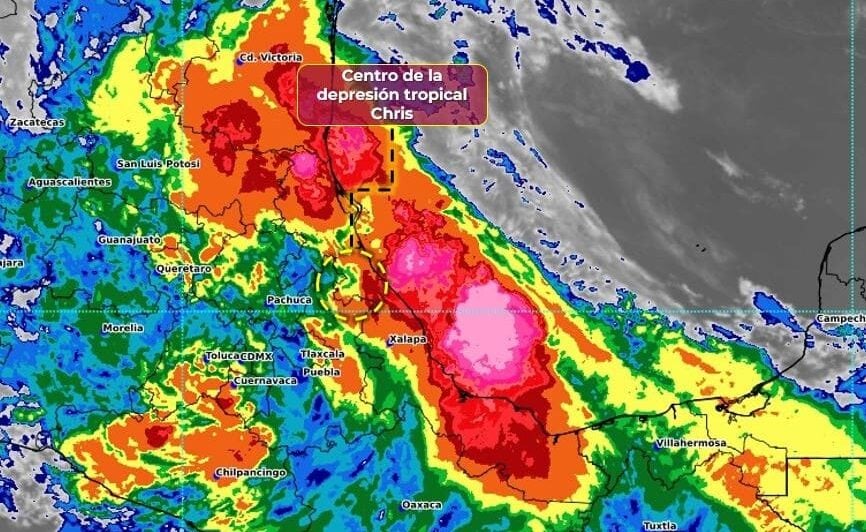 Como depresión tropical Chris se mantiene en tierra en Veracruz. Foto SMN