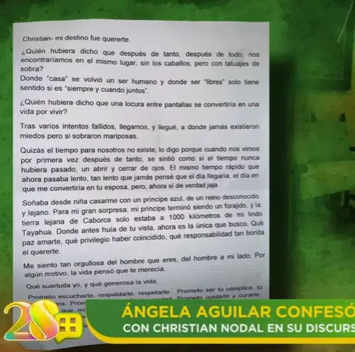 Filtran discurso de Ángela Aguilar en su discurso con Christian Nodal 