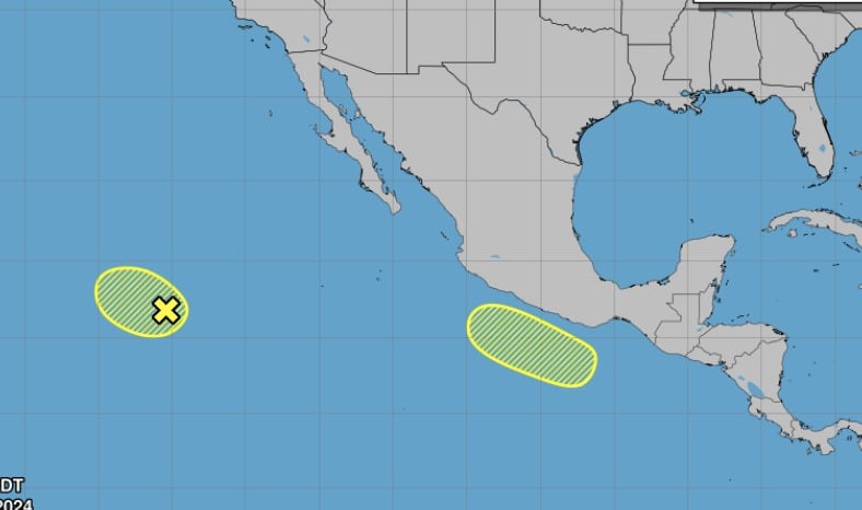 En este punto marca el NHC la perturbación tropical con probabilidad para desarrollo ciclónico.