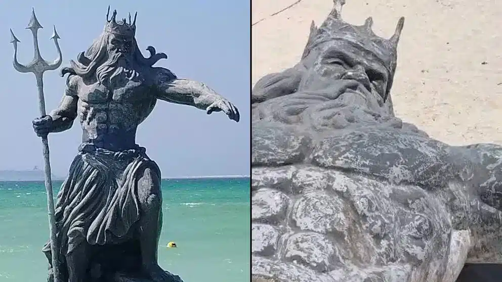 Estatua del dios Poseidón en Yucatán