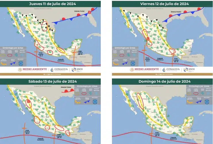 Mapa del pronóstico extendido para México. Conagua-SMN