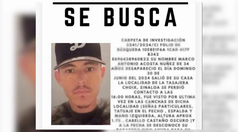 Marco Antonio Acosta Nuñez se encuentra desaparecido