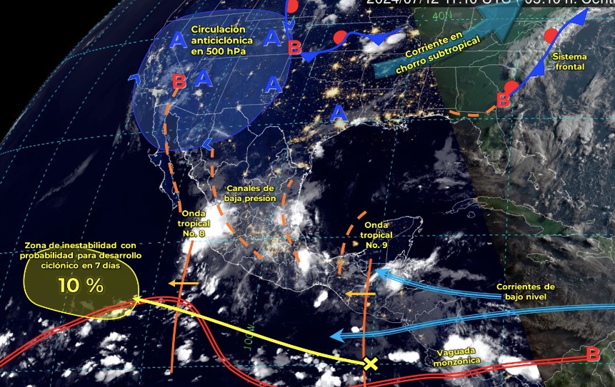 México cuenta con varias zonas activas que dejarán lluvias en algunos estados