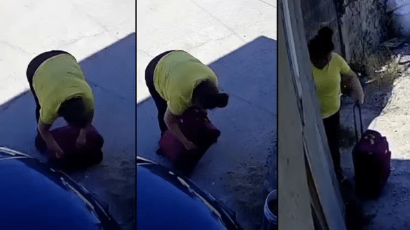 Captan a mujer metiendo a un niño en una maleta, en Tijuana