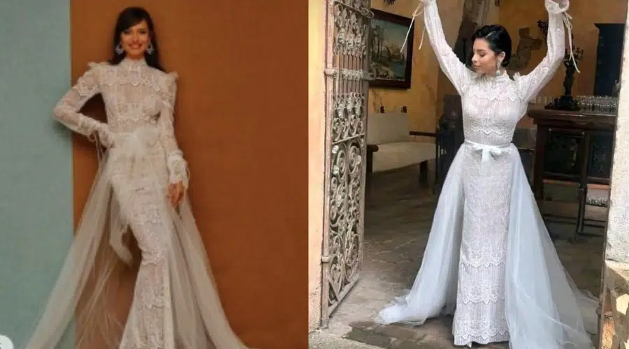 El vestido de novia de la estrella de la música regional mexicana, está siendo objeto de análisis y crítica por parte de varios usuarios.