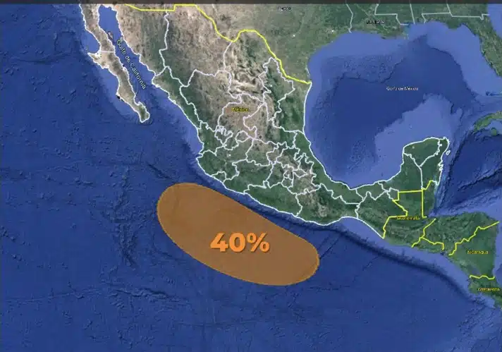 Perturbación en vigilancia en el océno Pacífico, frente a las costas mexicanas.