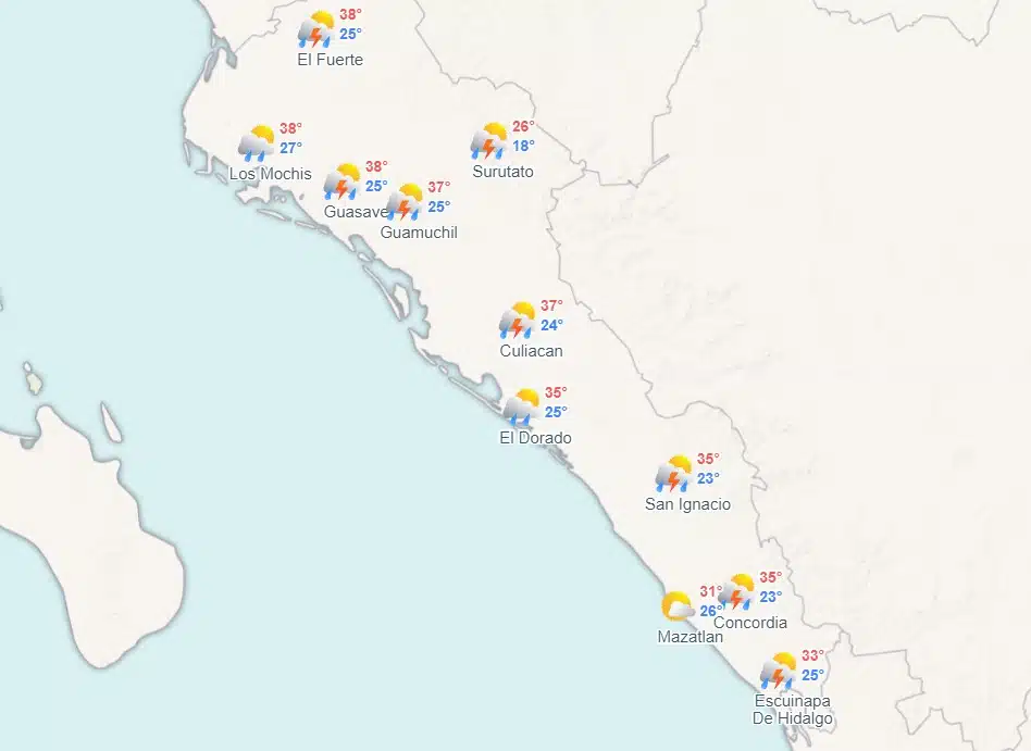 Pronóstico de algunos municipios de Sinaloa 