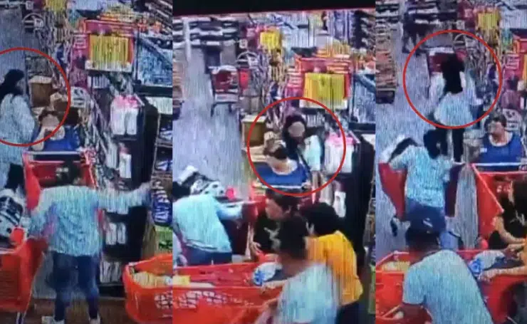 Mujer es asaltada en supermercado de San Pedro Garza, García, NL