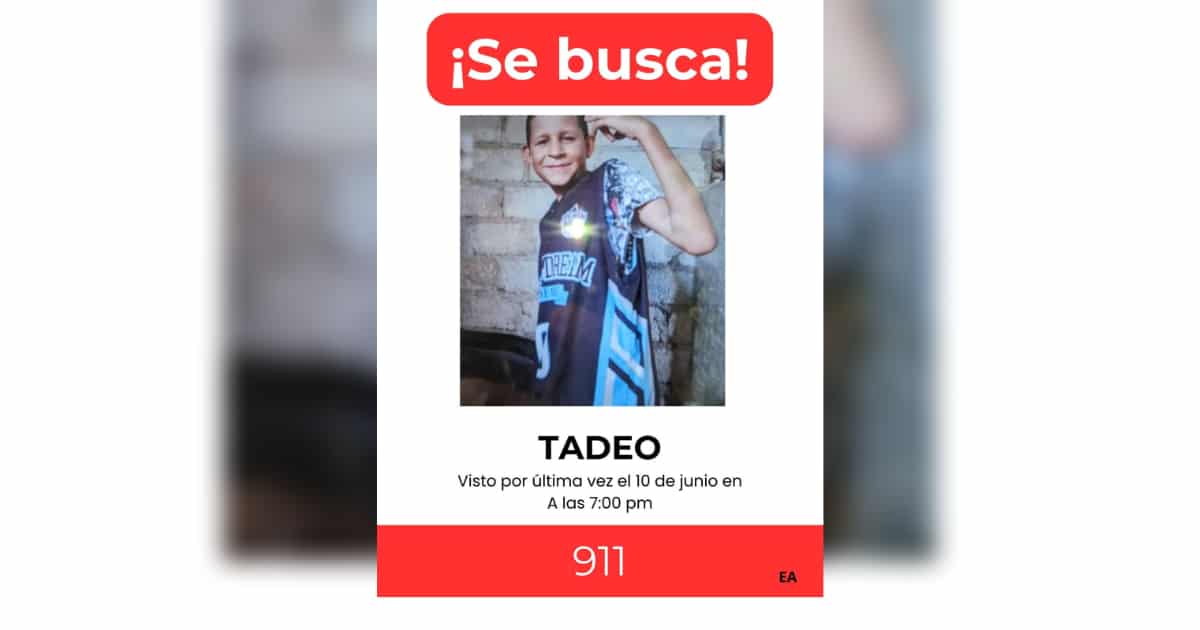 Tadeo, niño de 11 años que es buscado por sus familiares