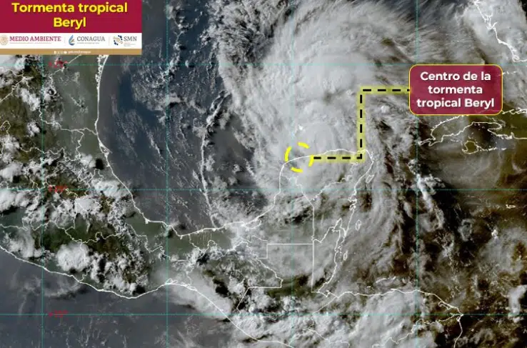 ¡Todavía como tormenta tropical! “Beryl” está próximo a ingresar al Golfo de México