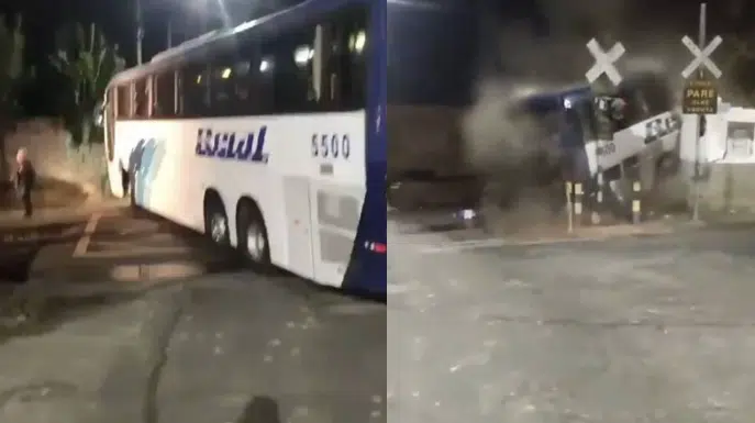 VIDEO: Tren a toda velocidad choca y destruye autobús de turistas en Brasil