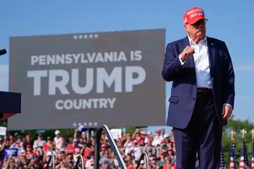 Donald Trump en su evento de campaña en Pensilvania