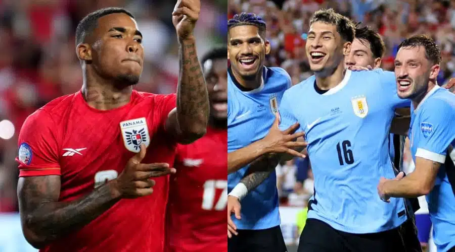 Jugadores de Uruguay y Panamá en la Copa América 2024