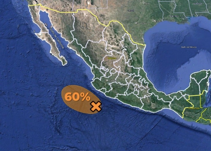 Zona de baja presión con probabilidad ciclónica en el Pacífico mexicano. Conagua-SMN