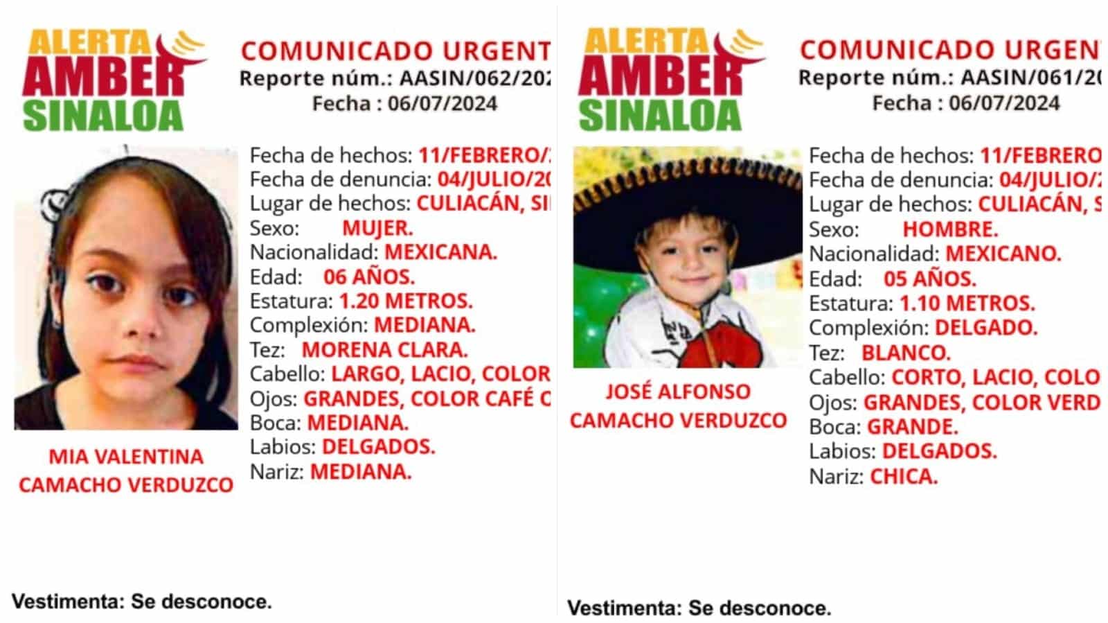Ficha de búsqueta de Mia Valentina Camacho Verduzco y José Alfonso Camacho Verduzco