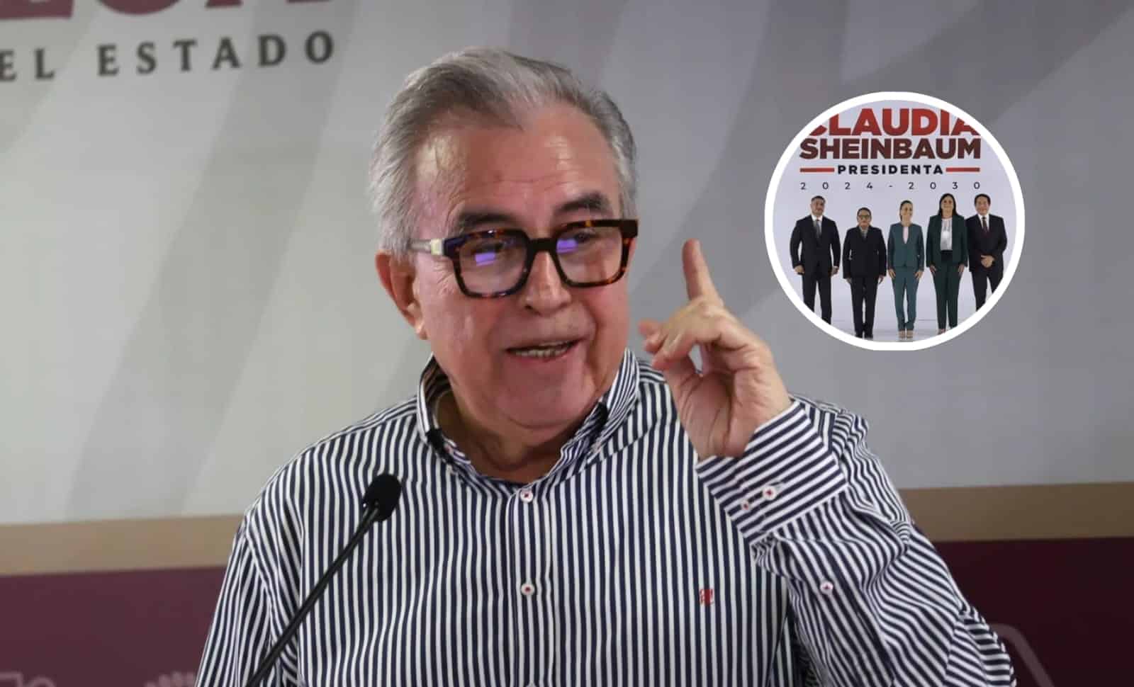 Rubén Rocha Moya y en circulo gabinete de Shienbaum