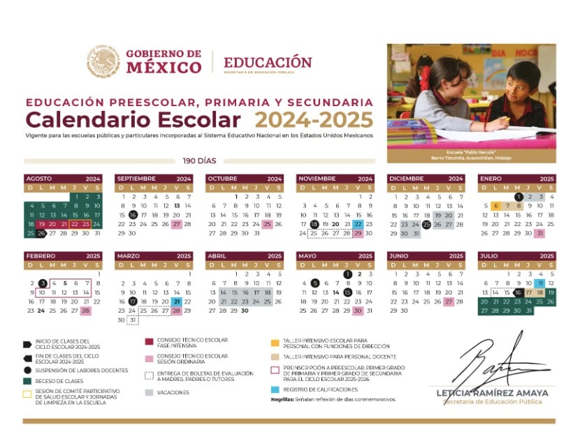 Calendario escolar SEP 2024-2025
