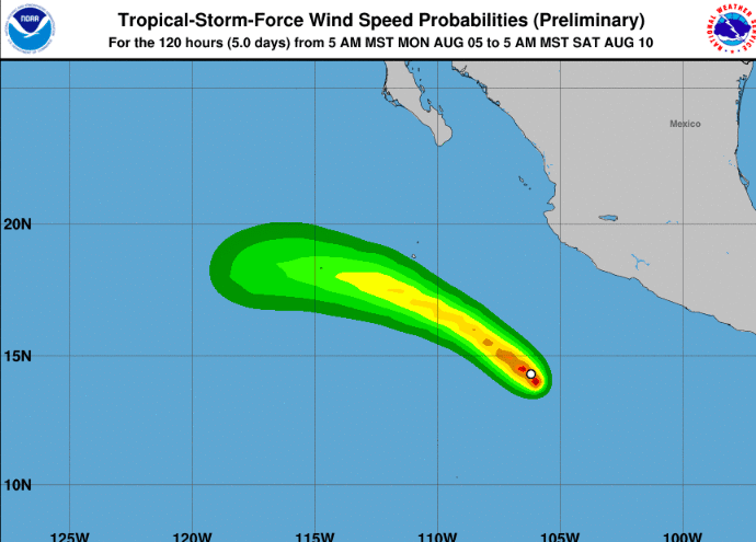 Tormenta tropical Fabio en el Pacífico. NHC