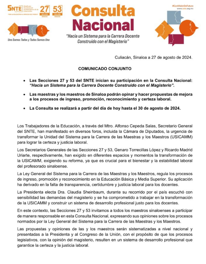 Consulta nacional: “Hacia un sistema para la carrera docente construido con el magisterio”