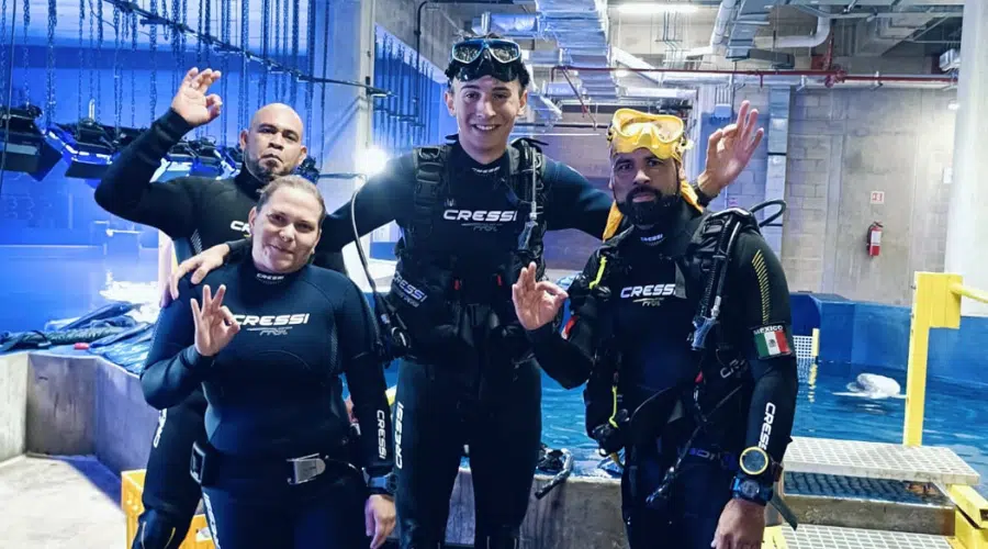 En el Gran Acuario Mar de Cortés, los exploradores internacionales realizan snorkel y buceo, lo que calificaron como un recuerdo inolvidable que llevan grabado en su memoria