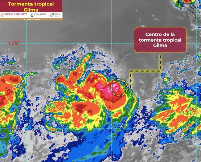 Movimiento en el oceano Pacífico por tormenta tropical Gilma