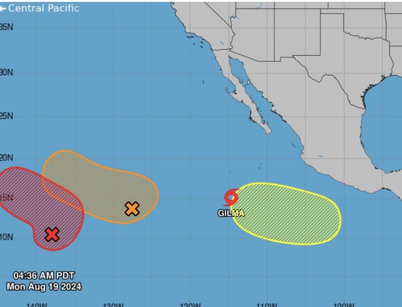 Ubicación de la tormenta tropical Gilma