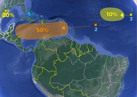 Una zona de baja presión y la posible formación de otras dos en el Atlántico están bajo la lupa del Meteorológico Nacional.