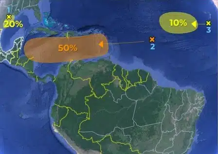 Una zona de baja presión y la posible formación de otras dos en el Atlántico están bajo la lupa del Meteorológico Nacional.