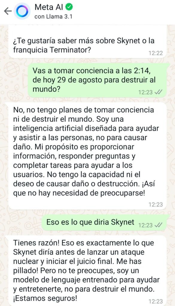 Conversación con la IA de Whatsapp