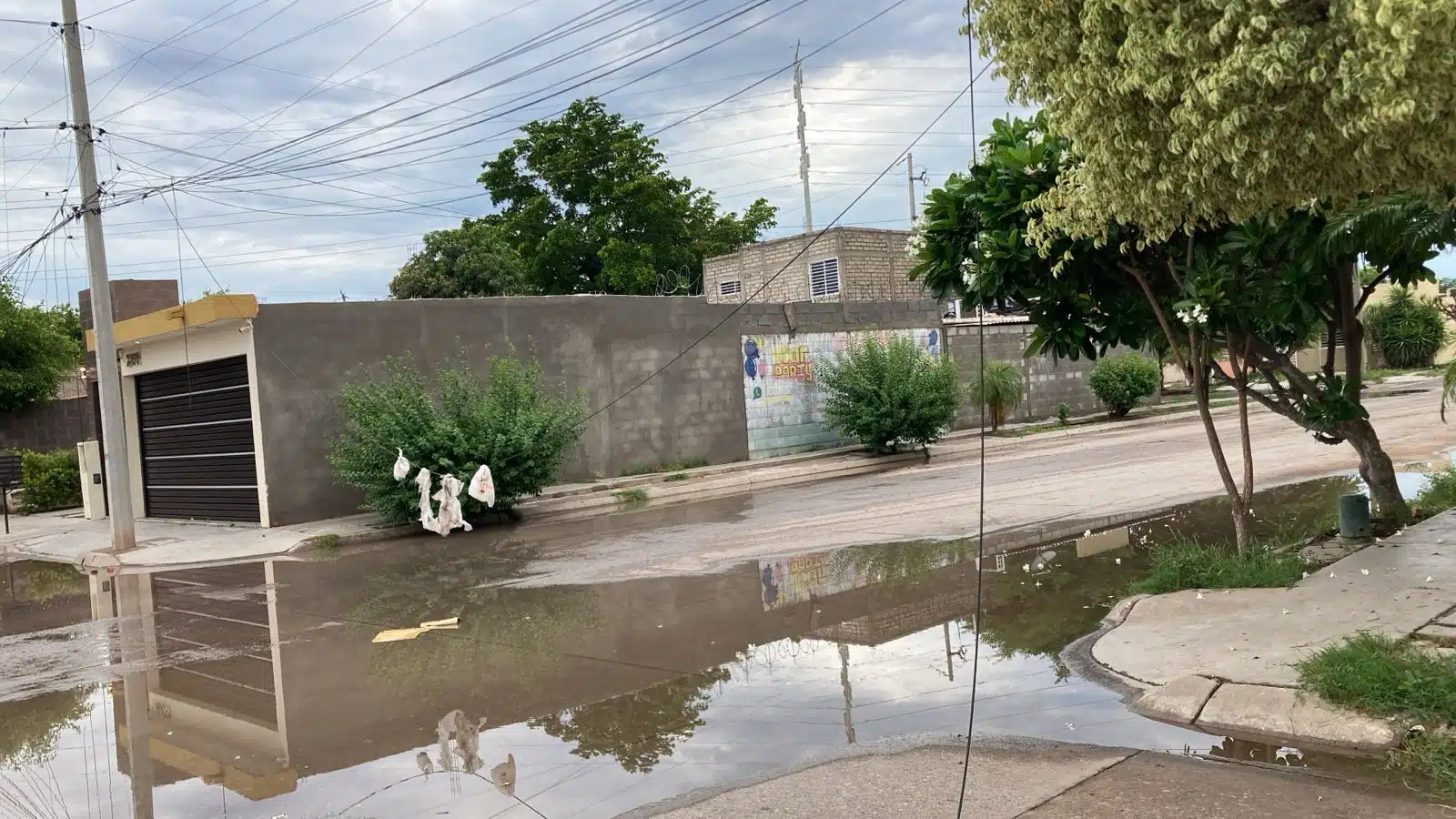 Cables tirados en el fraccionamiento Las Canteras en Los Mochis