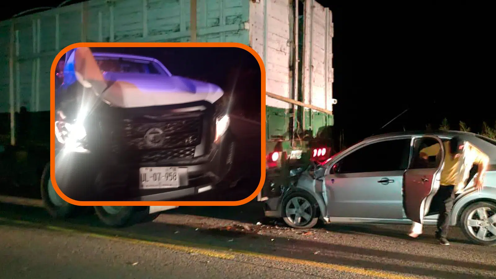 Camioneta se impacta contra una vaca en la carretera Escuinapa-Teacapan