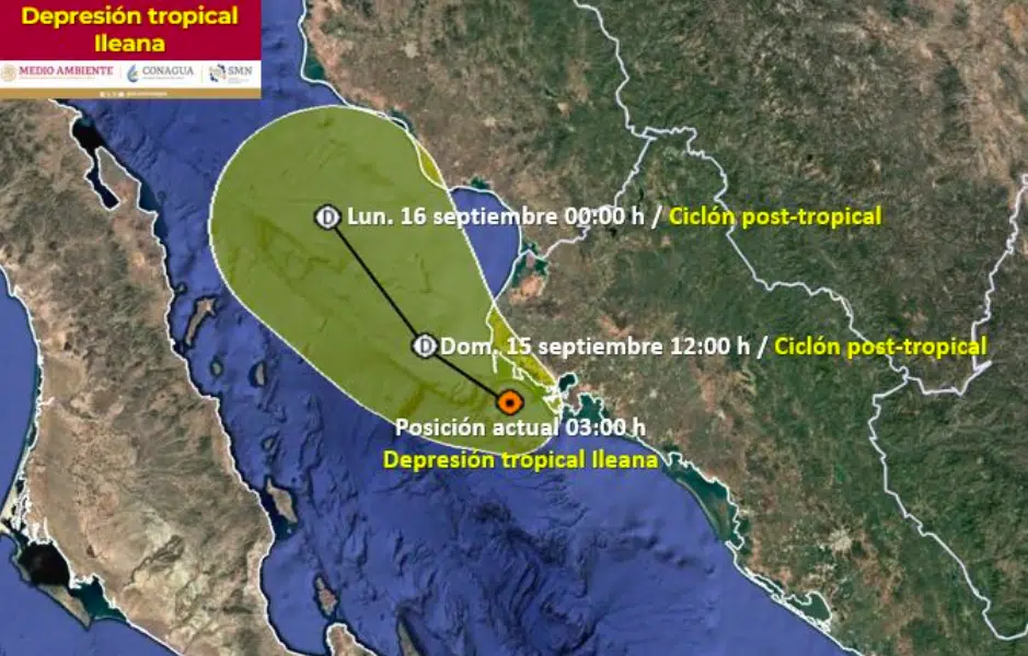 Depresión tropical Ileana sobre Sinaloa. SMN