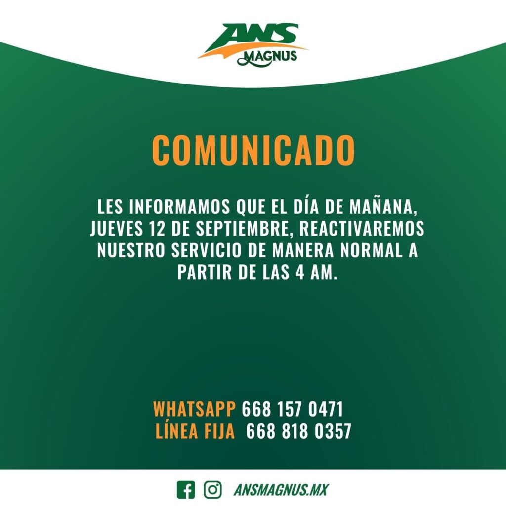 Comunicado Autobuses Norte de Sinaloa 