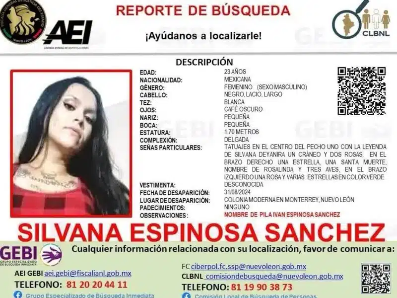 Desaparece chica trans en Nuevo León; se llama Silvana y tiene 20 años de edad