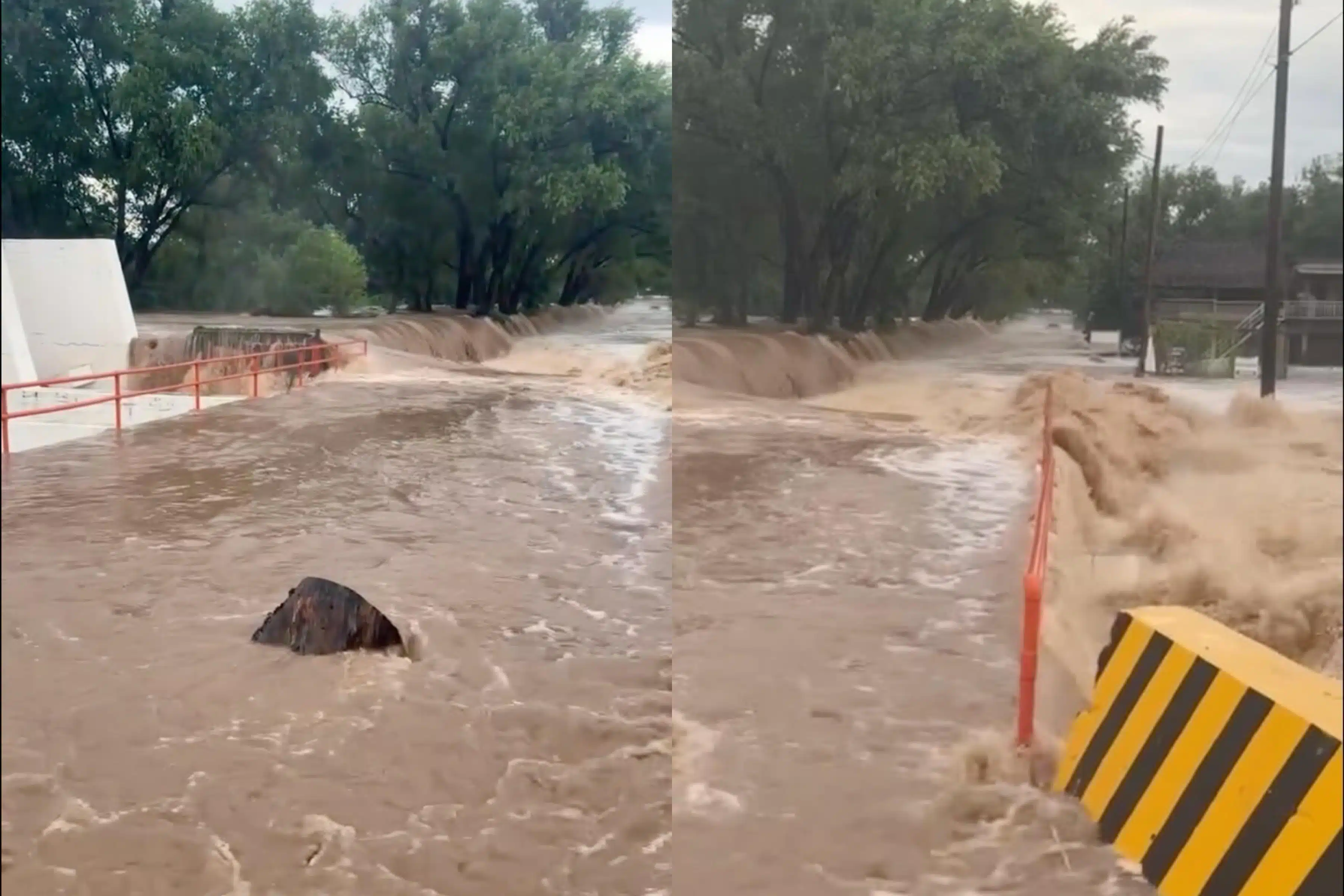 Desborde del río Sinaloa en Sinaloa de Leyva