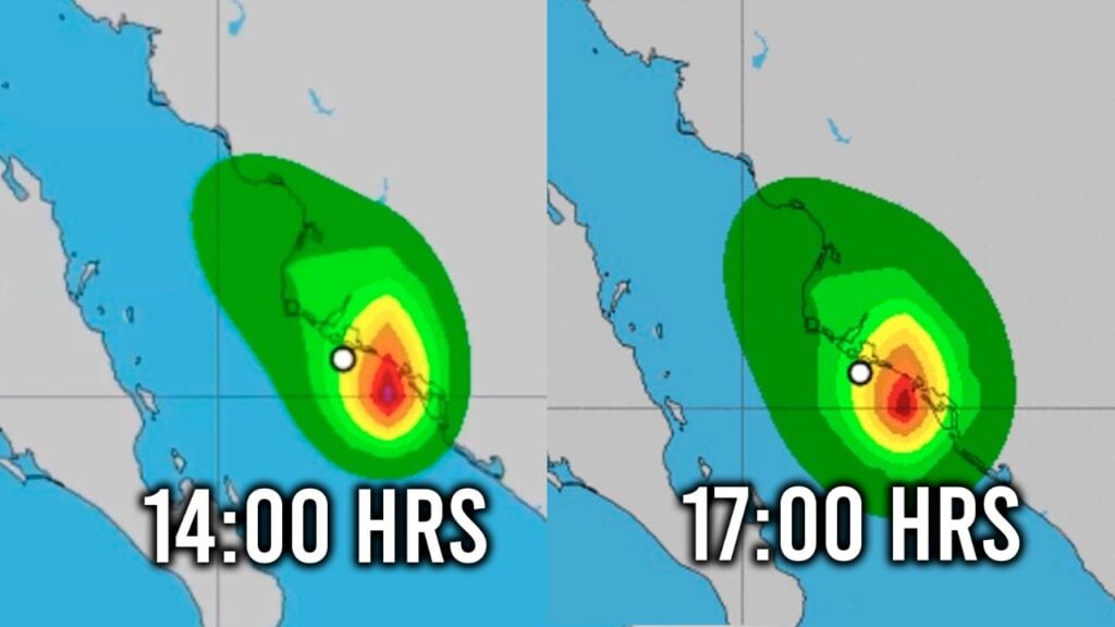 Imagen a escala proporcional sobre el desplazamiento de "Ileana" durante las últimas cinco horas