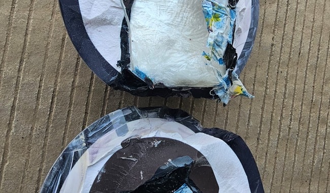 Droga oculta en bola de boliche
