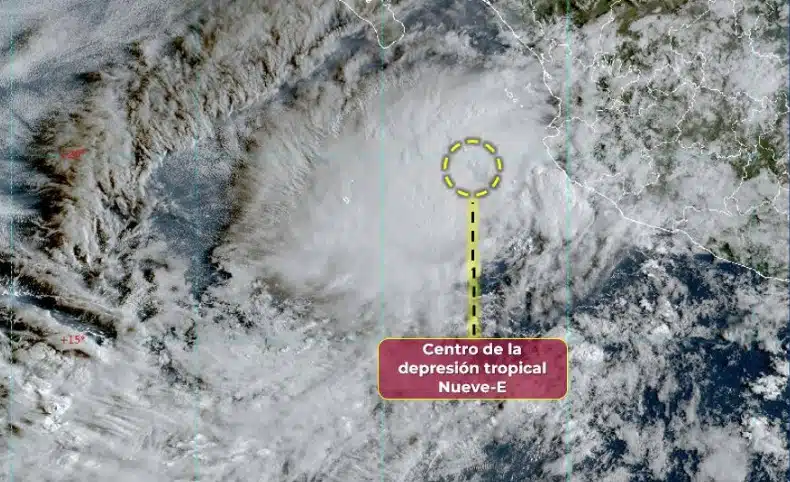 Frente a las costas de Jalisco se activó la mañana de este 2 de septiembre la depresión tropical Nueve-E, próxima tormenta tropical Ileana