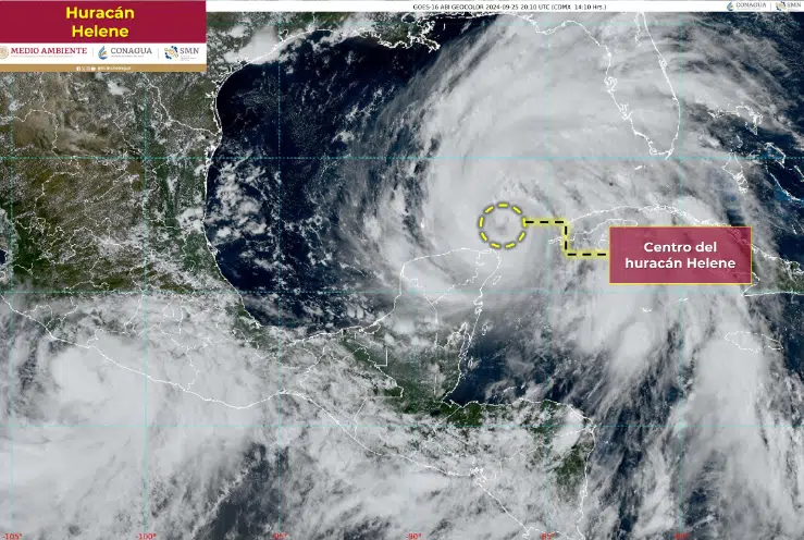 “Helene”, todavía como huracán de categoría uno, se desplaza cerca a la costa de Quintana Roo