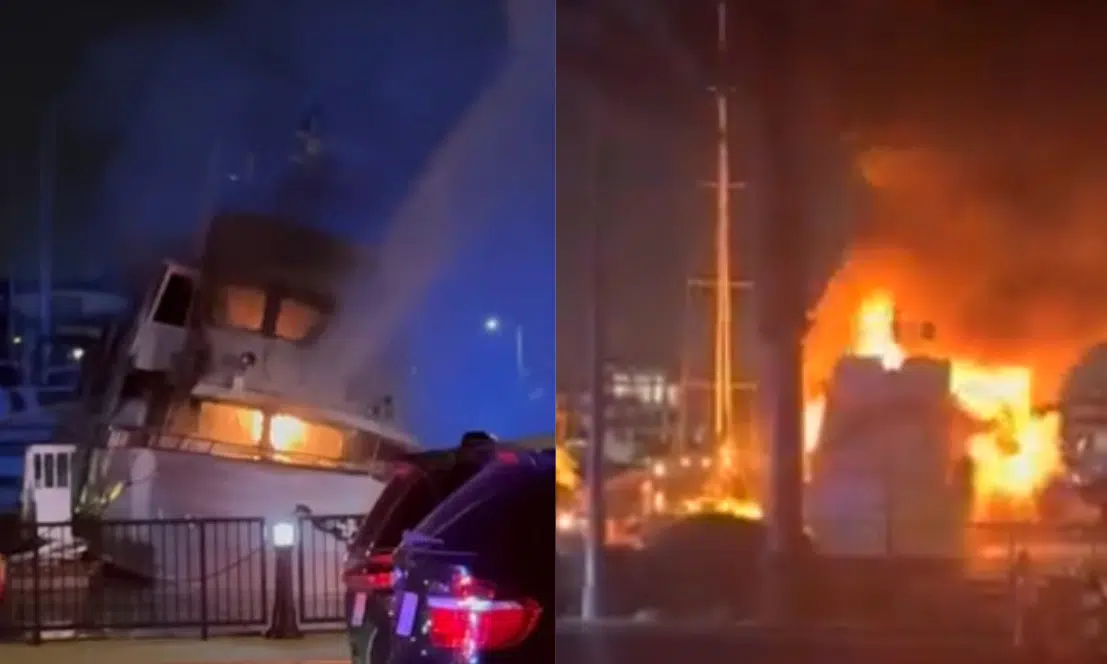 VIDEO: Yate de lujo se incendia y se hunde en puerto de California, EU